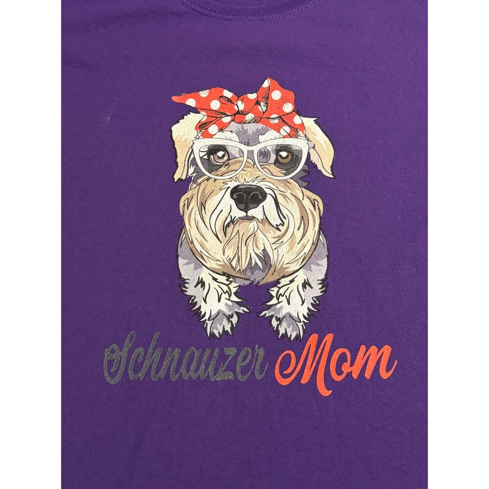 Schnauzer Mom Graphic T-Shirt Purple Dog Lover Tee Women’s Large - Picture 2 of 5